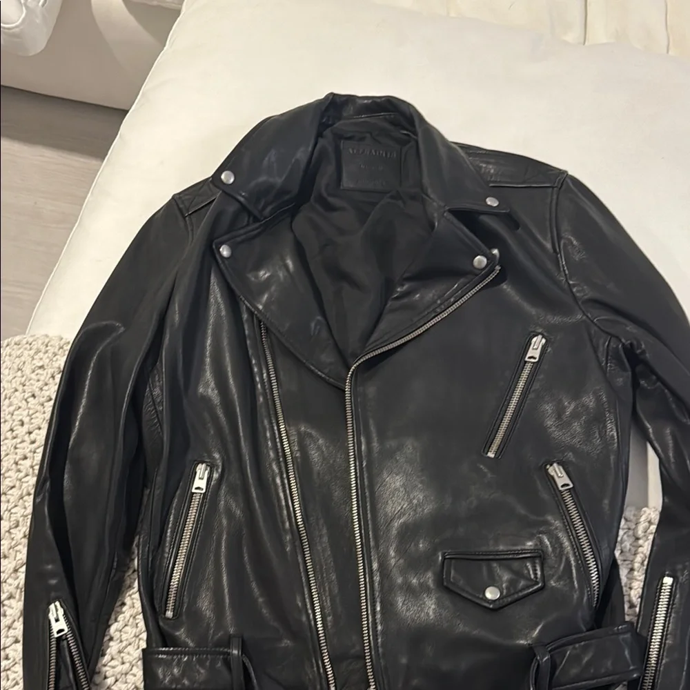 All Saints Black Leather Motorcycle Jacket - Picture 1 of 5